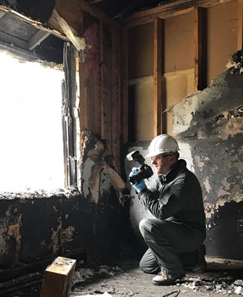 Dave Dudley during a fire investigation 